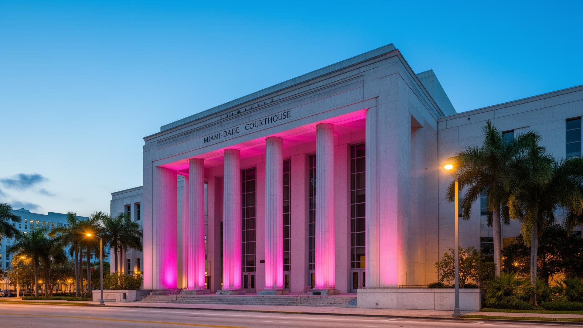 Miami-Dade courthouse at dusk