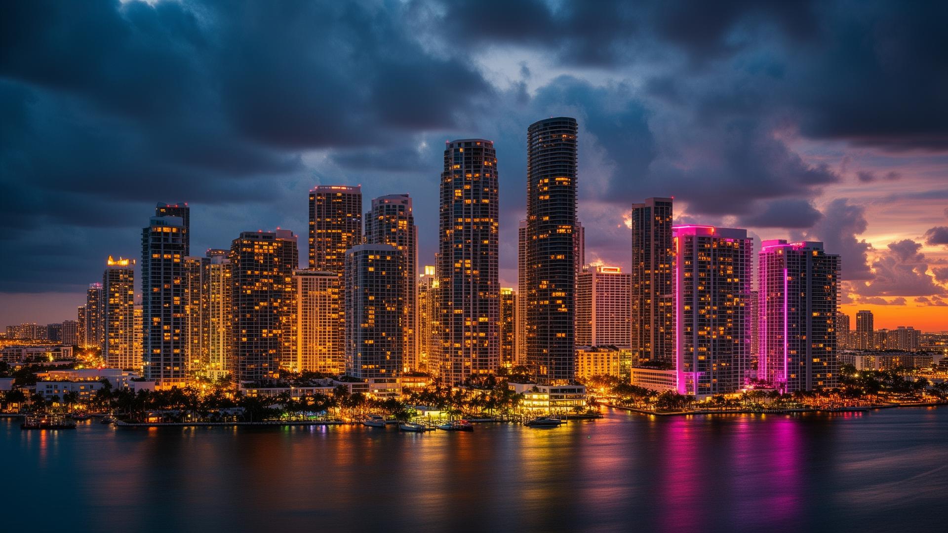 Miami skyline at night