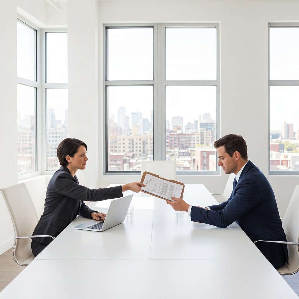 Federal bail bond consultation in a bright Miami conference room